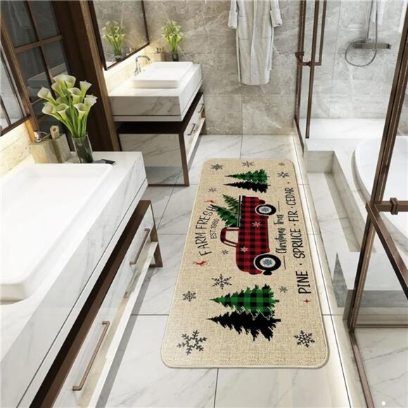 Christmas Kitchen Mats Set of 2, Christmas Kitchen Rugs and Mats Farmhouse - Picture 6 of 7